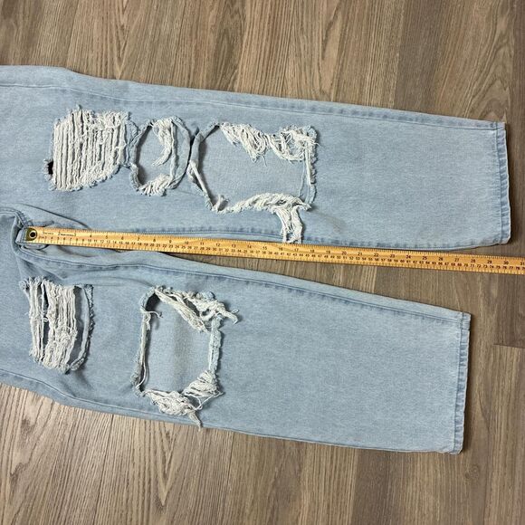 Vintage Y2K Style RSQ Baggy Jean Wide Leg Distressed Light Wash Size 30 - Picture 4 of 8